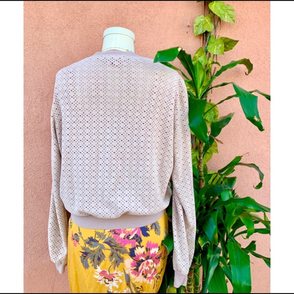 Faux Suede Perforated Bomber Jacket - Picture 4 of 5